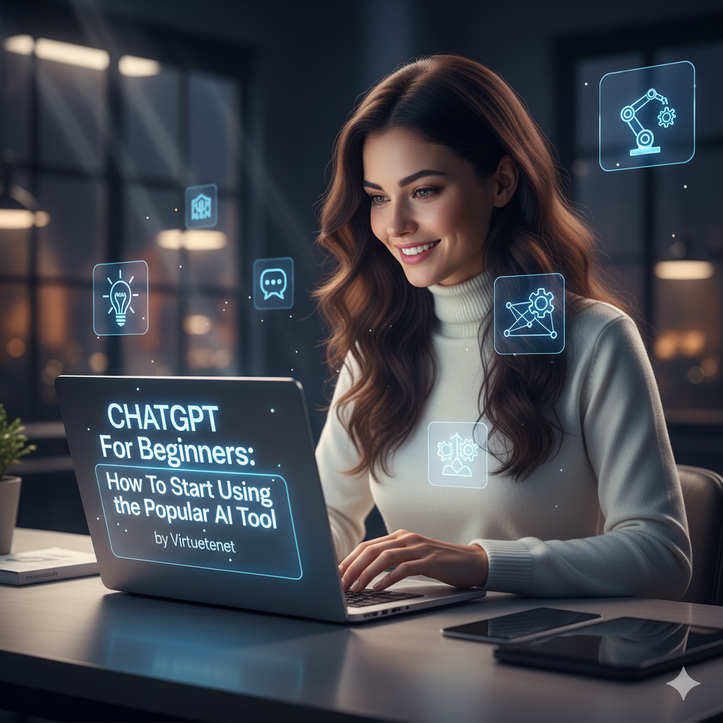a woman sitting at a desk with a laptop